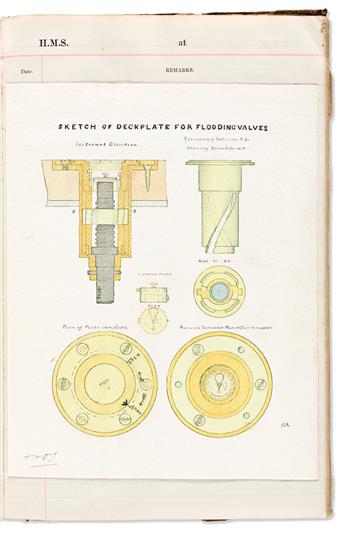 [Travel] British Naval Cruisers, Ships Logs. Illustrated Manuscripts on Paper, 1897-1900.